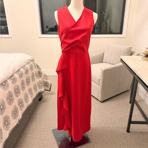 Chic Red Sheath Dress with Ruffle